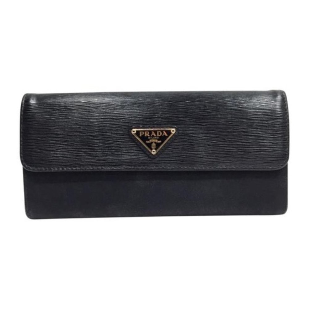 Prada Nylon and Leather Black Triangle Long Wallet - Great!
